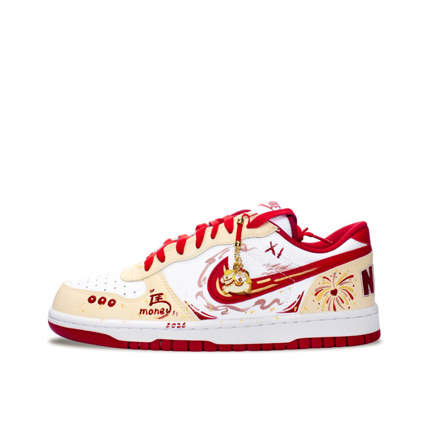 Nike Nike Big Cushioning Slip Resistant Low top Skateboard Shoes Men's White Red
