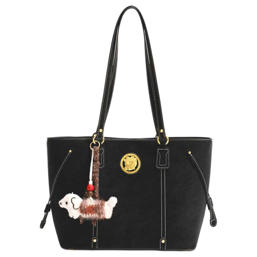 PAYOT Synthetic Leather Shoulder Bag Regular Women's Black/Dark Coffee