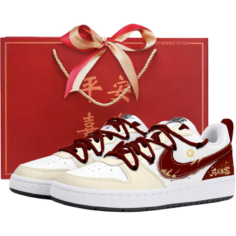 Nike Nike Court Borough Low top Kids' Skateboarding Shoes White Red Teenagers