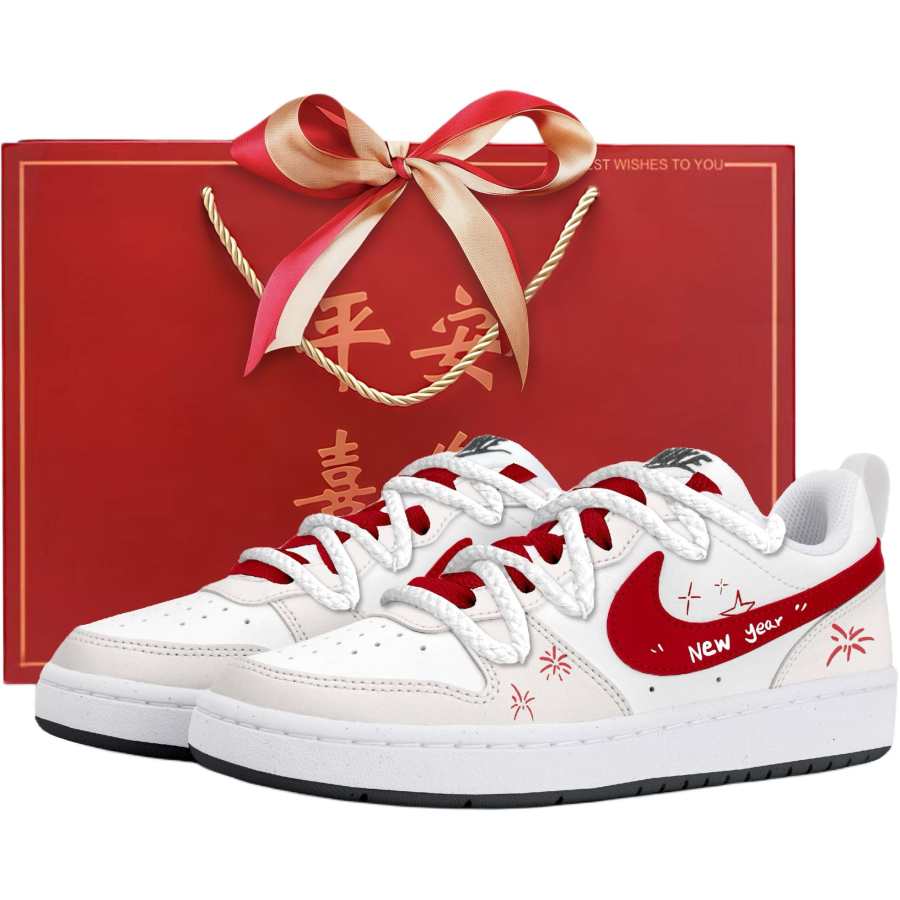 Nike Nike Court Borough Low top Kids' Skateboarding Shoes White Red Teenagers