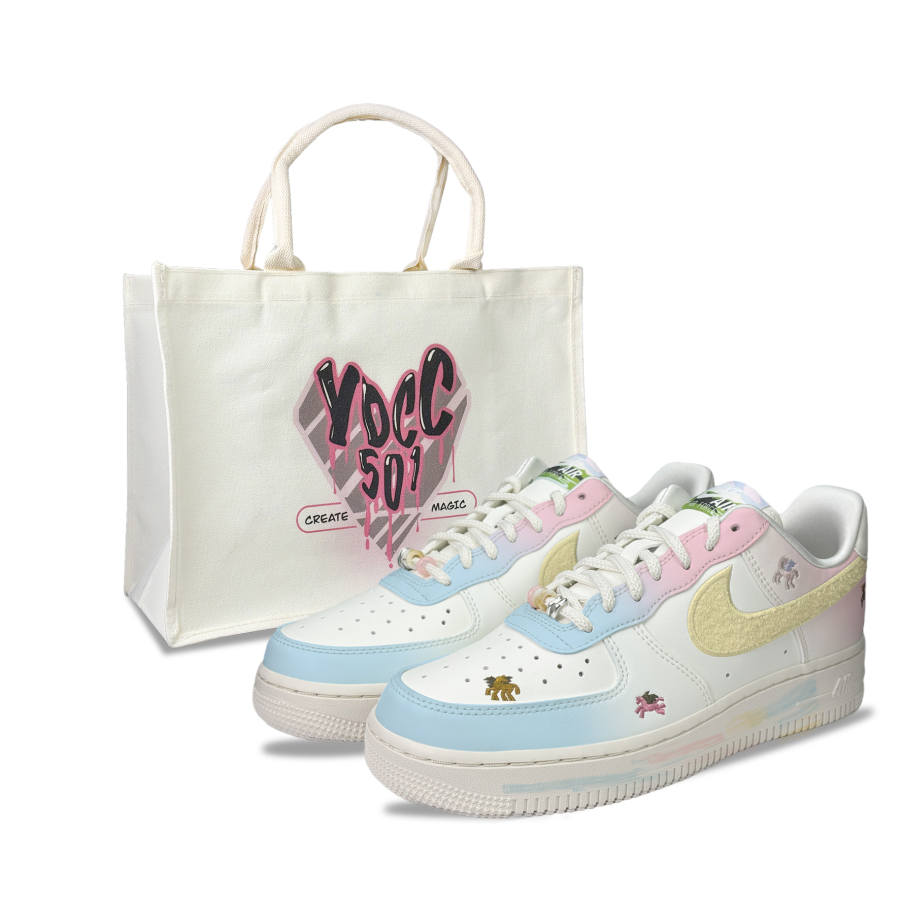 Nike Nike Air Force 1 YDCC Pony, Shopping Bag Breathable Low top Skateboard Shoes Women's White