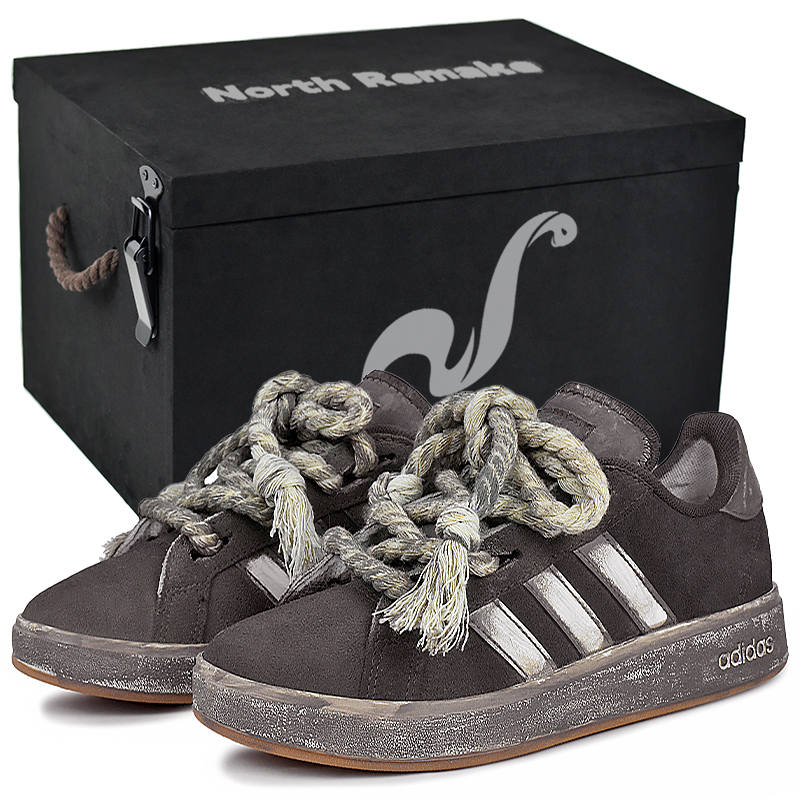 Adidas Adidas Grand Court Base 00s Abrasion Resistant Low top Skateboard Shoes Unisex Dark Brown