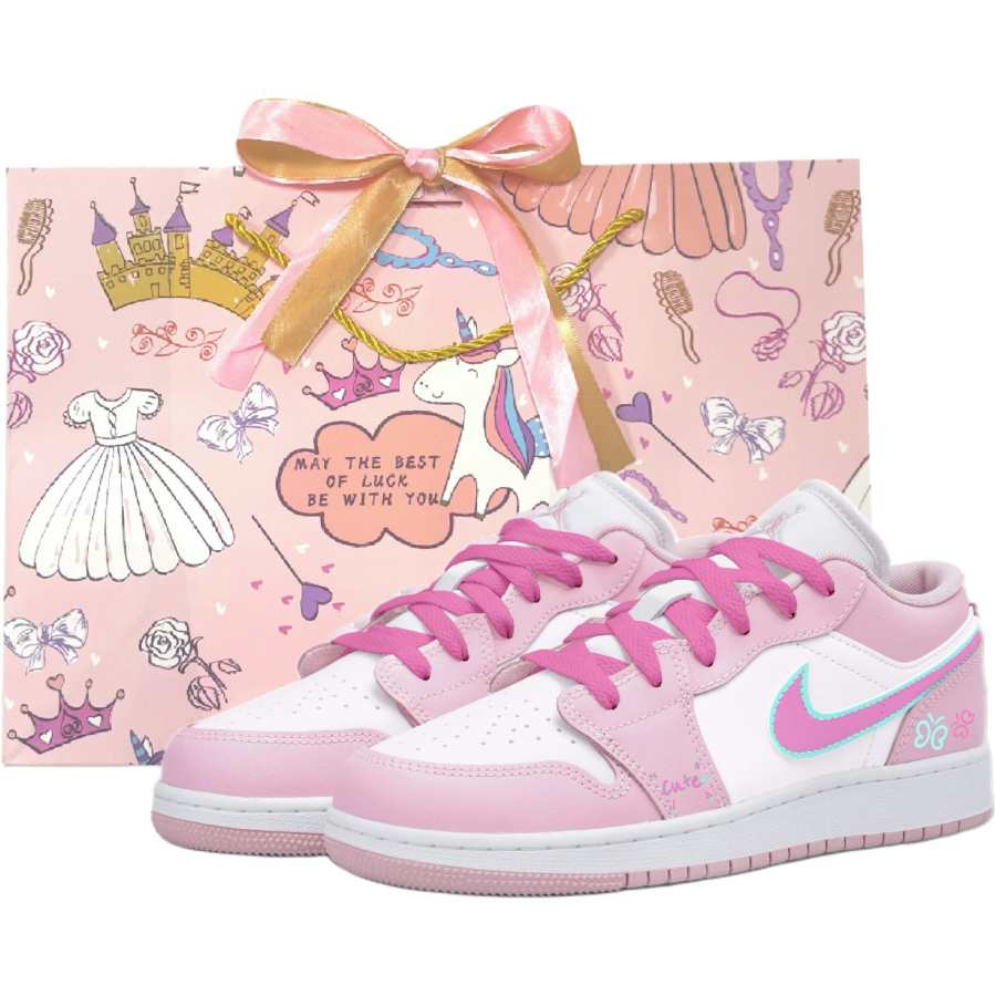 Jordan Jordan Air Jordan 1 Synthetic Leather Mid top Children's Basketball Shoes Pink Unisex
