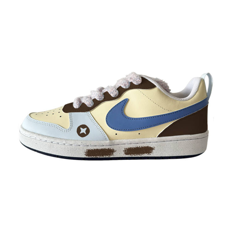 Nike Nike Court Borough Shiitake Mushroom Synthetic Leather Low top Kids' Skateboarding Shoes White Brown