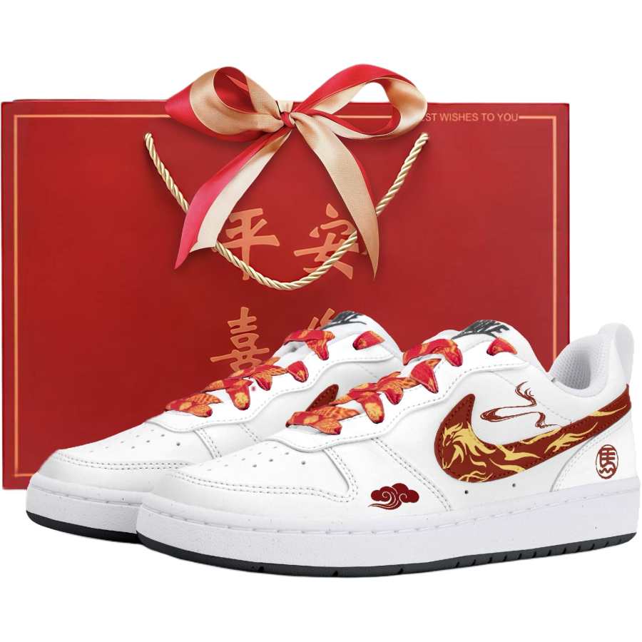 Nike Nike Court Borough Low top Kids' Skateboarding Shoes White Red Teenagers