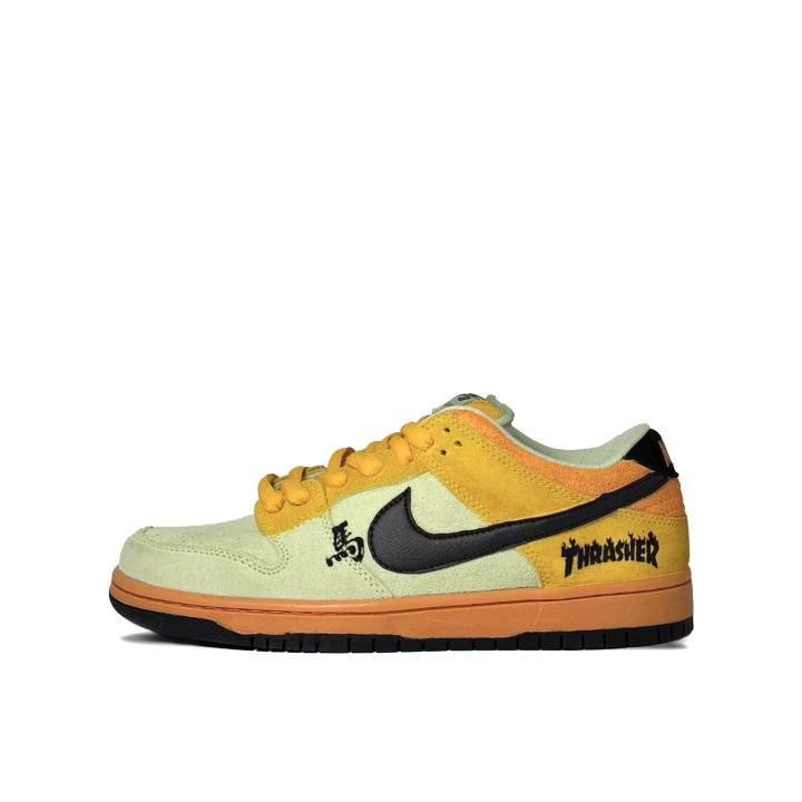 Nike Nike Dunk SB Jinge Step Flame Slip Resistant Abrasion Resistant Low top Skateboard Shoes Unisex Green Yellow
