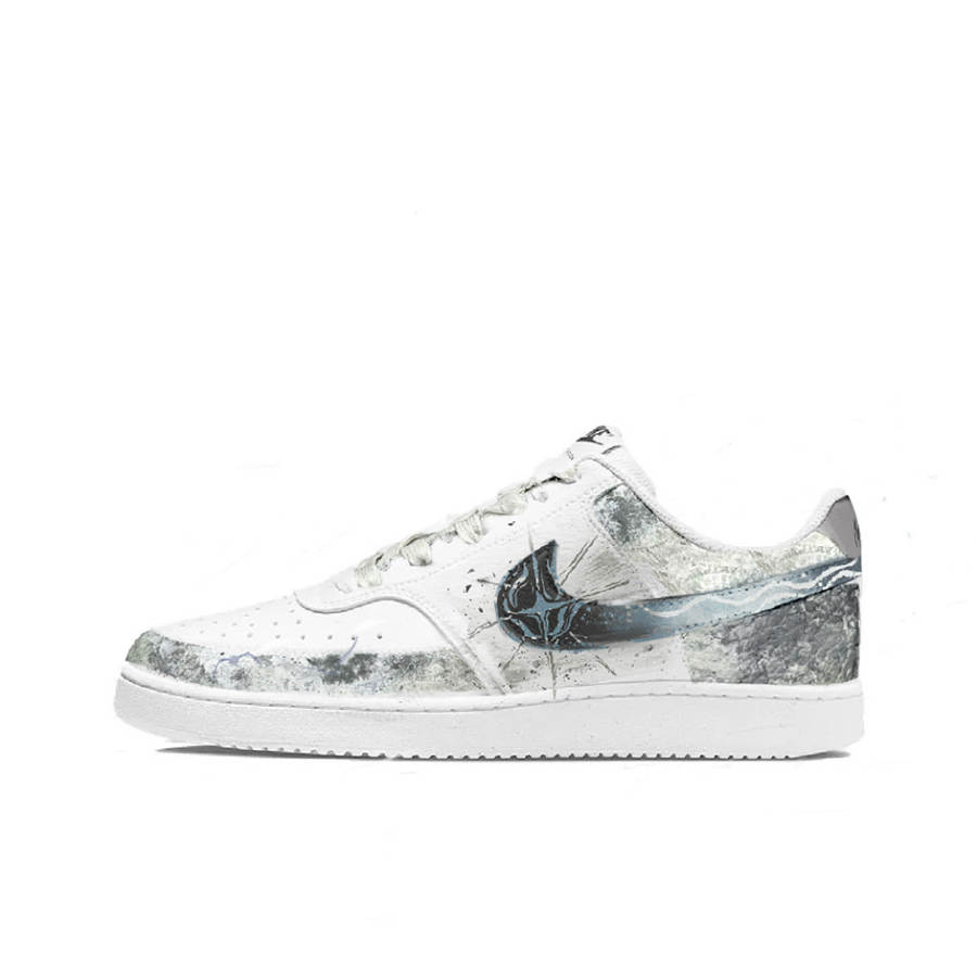 Nike Nike Court Vision Silver Frost Rift Leather Lightweight And Breathable Low top Skateboard Shoes Men's White/Gray/Blue