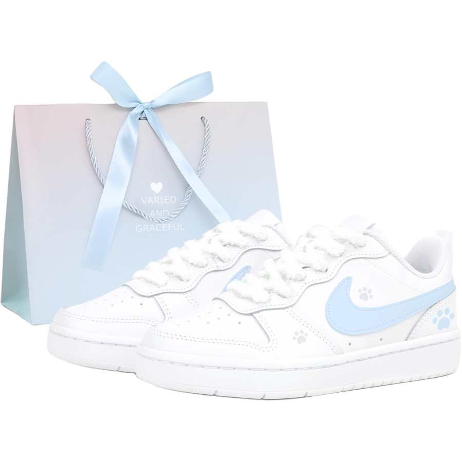 Nike Nike Court Borough Pointillism, Blue Meow Cat Paw S Slip Resistant Cushioning Abrasion Resistant Low top