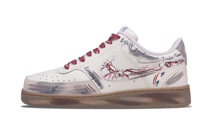 Nike Nike Court Vision Broker Letter Coverage Low top Skateboard Shoes Men's Beige Red