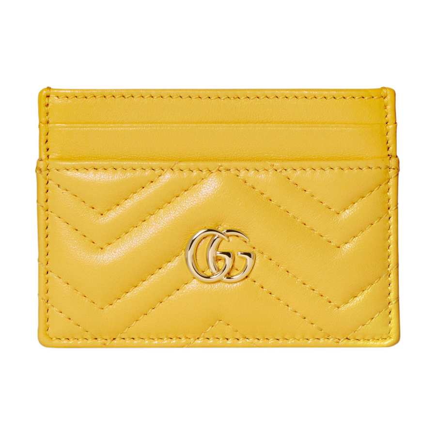 GUCCI GG Marmont Nappa Leather Card Holder Regular Women's Yellow