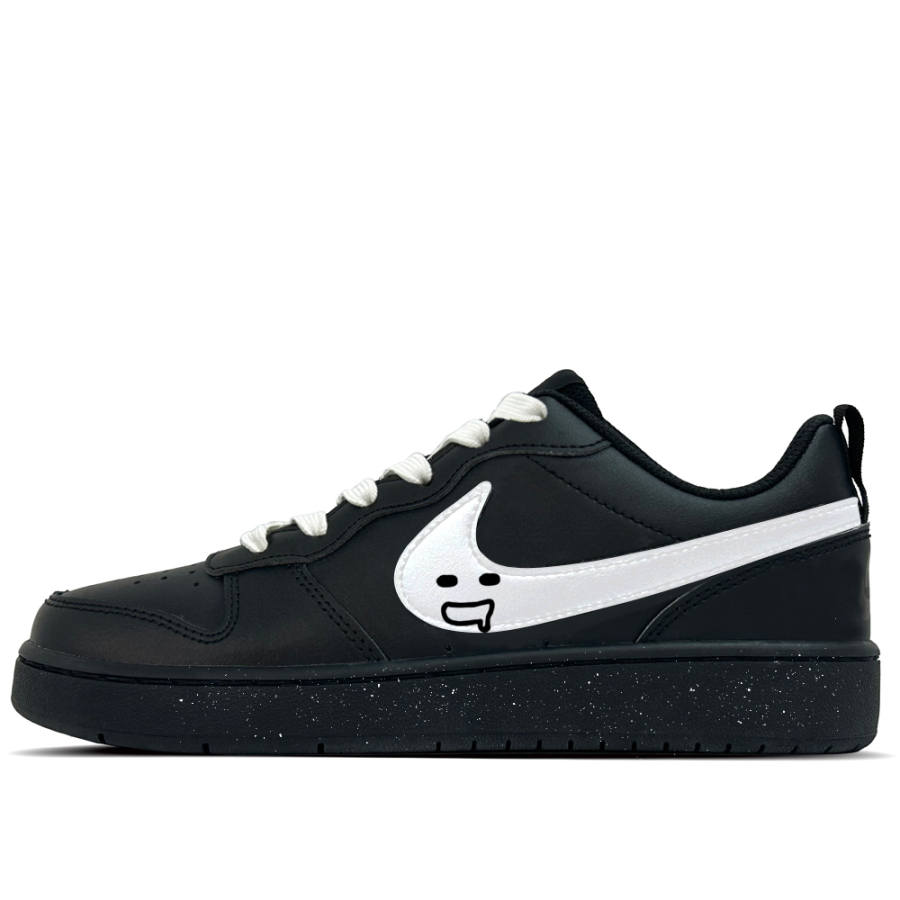 Nike Nike Court Borough Little Joys Leather Slip Resistant Abrasion Resistant Low top Kids' Skateboarding Shoes Black