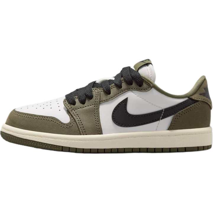 Jordan Jordan Air Jordan 1 Low top Basketball Shoes White Green Kids'