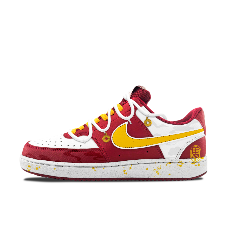 Nike Nike Court Vision Synthetic Leather Abrasion Resistant Abrasion Resistant Low top Skateboard Shoes Men's Red