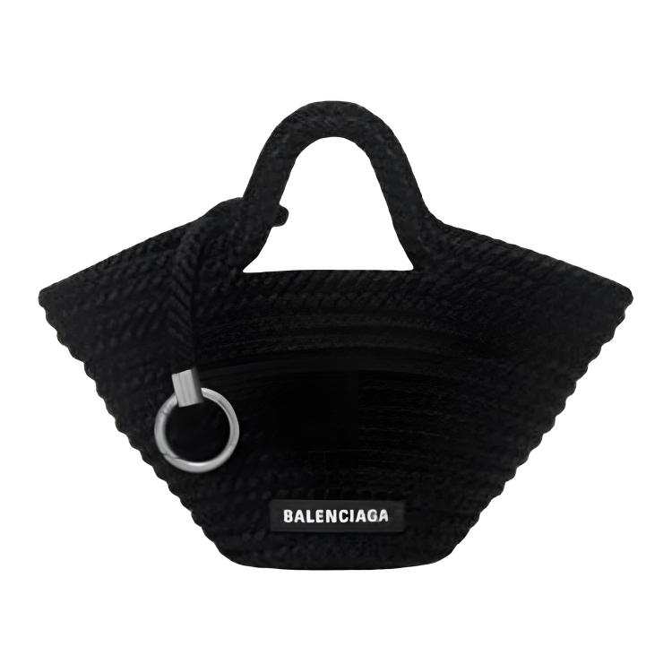 Balenciaga Fabric With Sheepskin One Shoulder Handbag Mini Women's Black