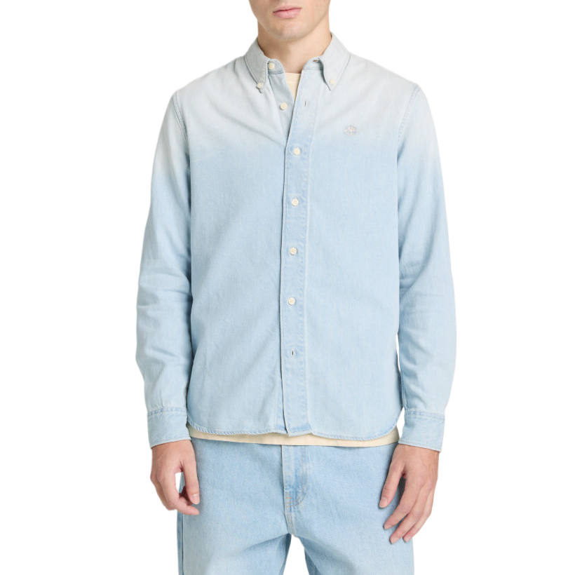 Timberland Timberland Shirts Men's Washed White Lapel Moderate