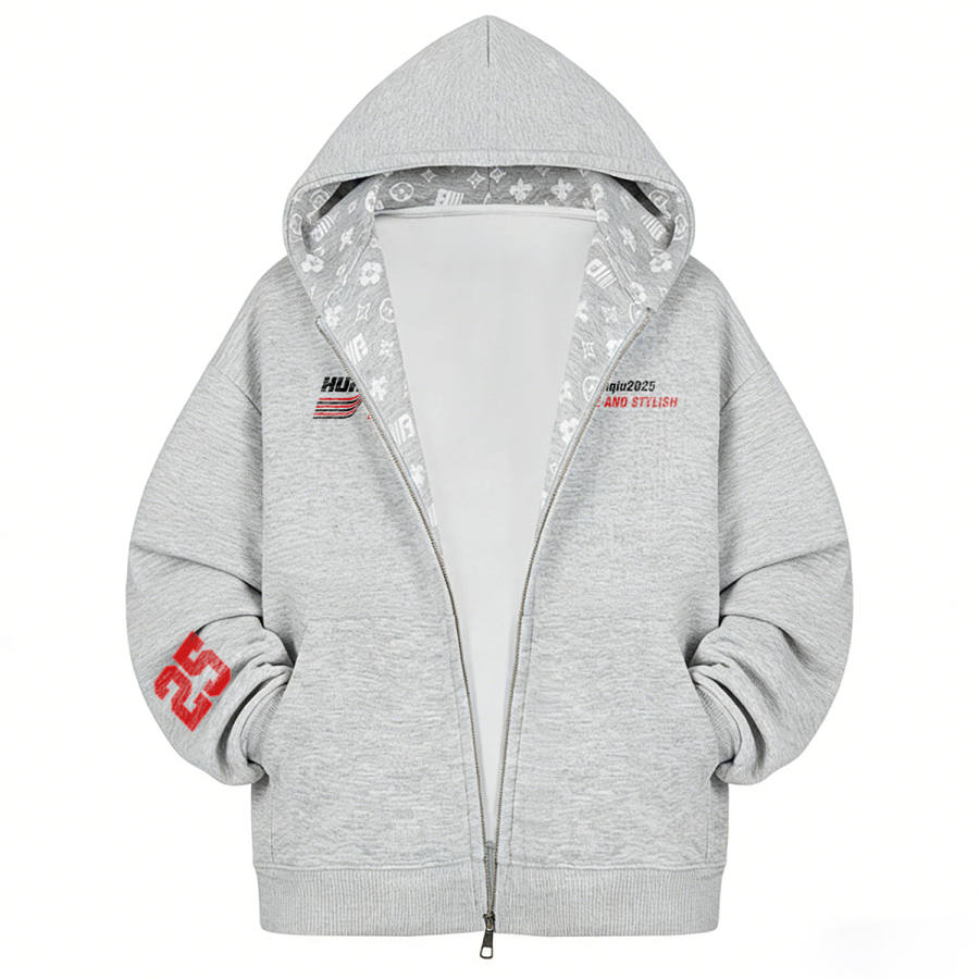 HUANQIU Sweatshirts Unisex Hooded Thickened Cardigan