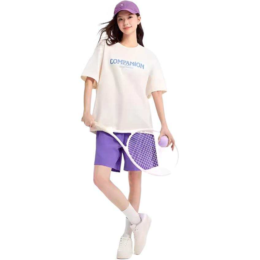 361° T Shirts Unisex Cream White Crew Neck Thin Straight Fit