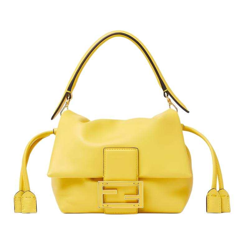FENDI Baguette Sheepskin Handbag Small Women's Yellow
