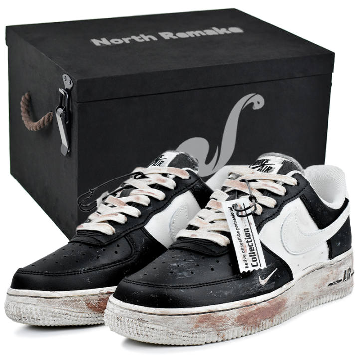 Nike Nike Air Force 1 Abrasion Resistant Lightweight Low top Skateboard Shoes Women's Black White