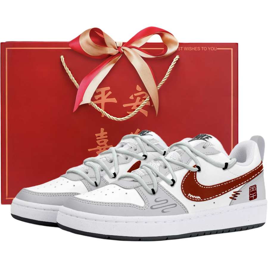 Nike Nike Court Borough Low top Kids' Skateboarding Shoes White Red Teenagers