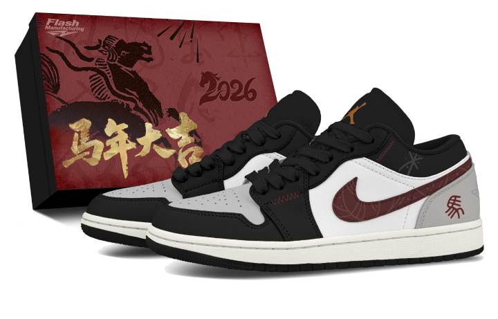 Jordan Jordan Air Jordan 1 Small Red Horse, Box Included Leather Slip Resistant Abrasion Resistant