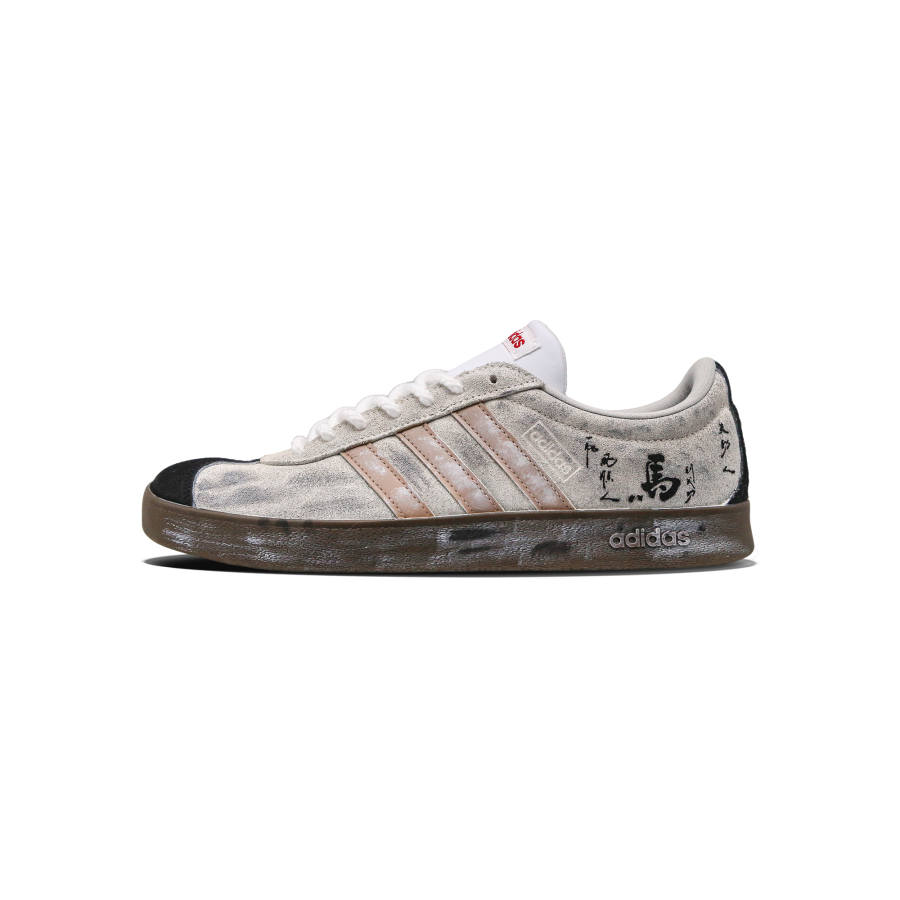 Adidas Adidas VL COURT 2.0 Wild Tracks Abrasion Resistant Low top Skateboard Shoes Unisex Beige Yellow