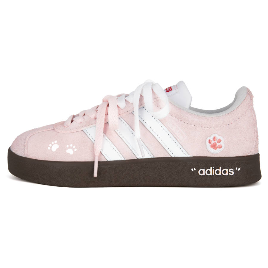 Adidas Adidas VL COURT 2.0 Cat Paw Cream Puff Abrasion Resistant Abrasion Resistant Low top Skateboard Shoes Unisex Light Pink