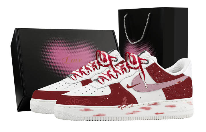 Nike Nike Air Force 1 Rui Xue Zhao Heart Box Leather Breathable Low top Skateboard Shoes Men's Red White