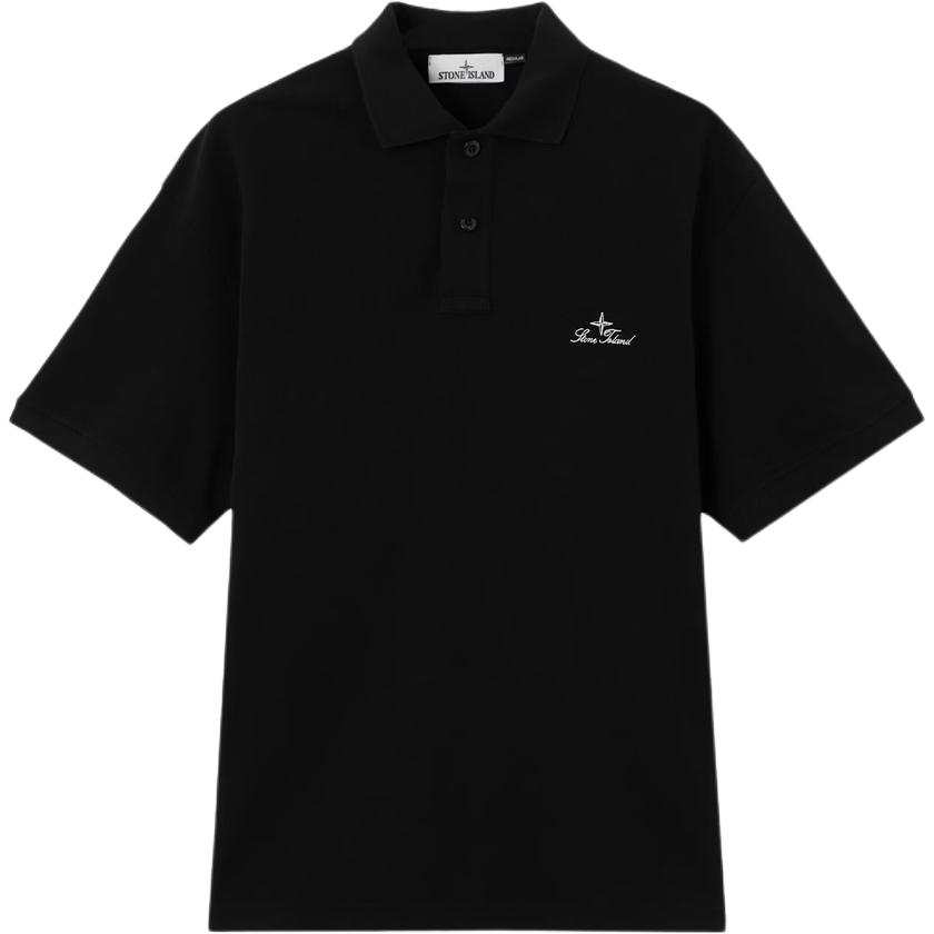 STONE ISLAND Polo Shirts Men's Black Lapel Moderate Straight Fit