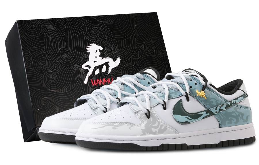 Nike Nike Dunk Year Of The Horse Slip Resistant Abrasion Resistant Low top Skateboard Shoes Unisex White Blue