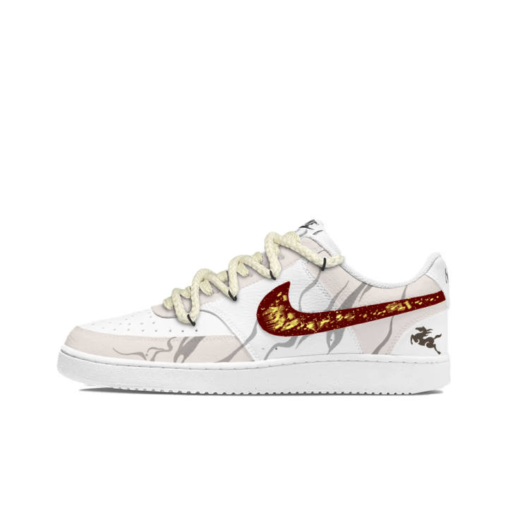 Nike Nike Court Vision White Flame Rider Leather Lightweight And Breathable Low top Skateboard Shoes Men's Gray/Red/Gold
