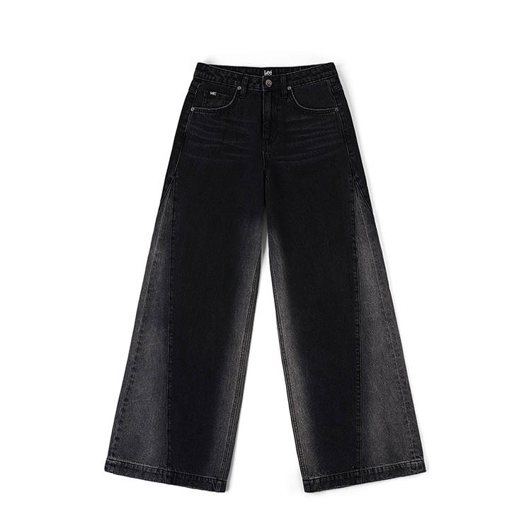 Lee Jeans Women's Black Gray Color Moderate Wide Leg Pants