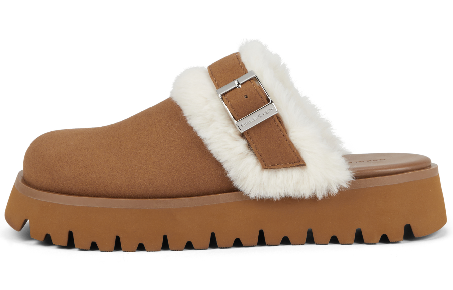 CHARLES&KEITH Small Ck Fabric Closed Toe Slippers 3.8cm Women's
