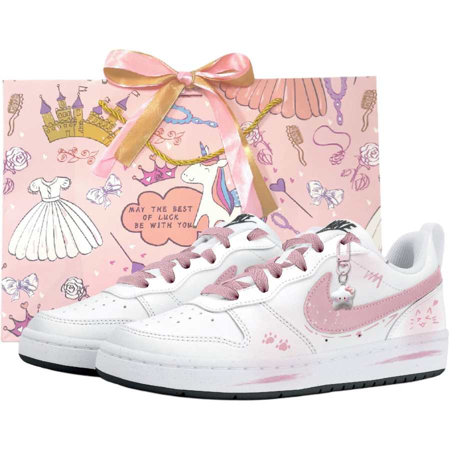 Nike Nike Court Borough Low top Kids' Skateboarding Shoes White Pink Teenagers