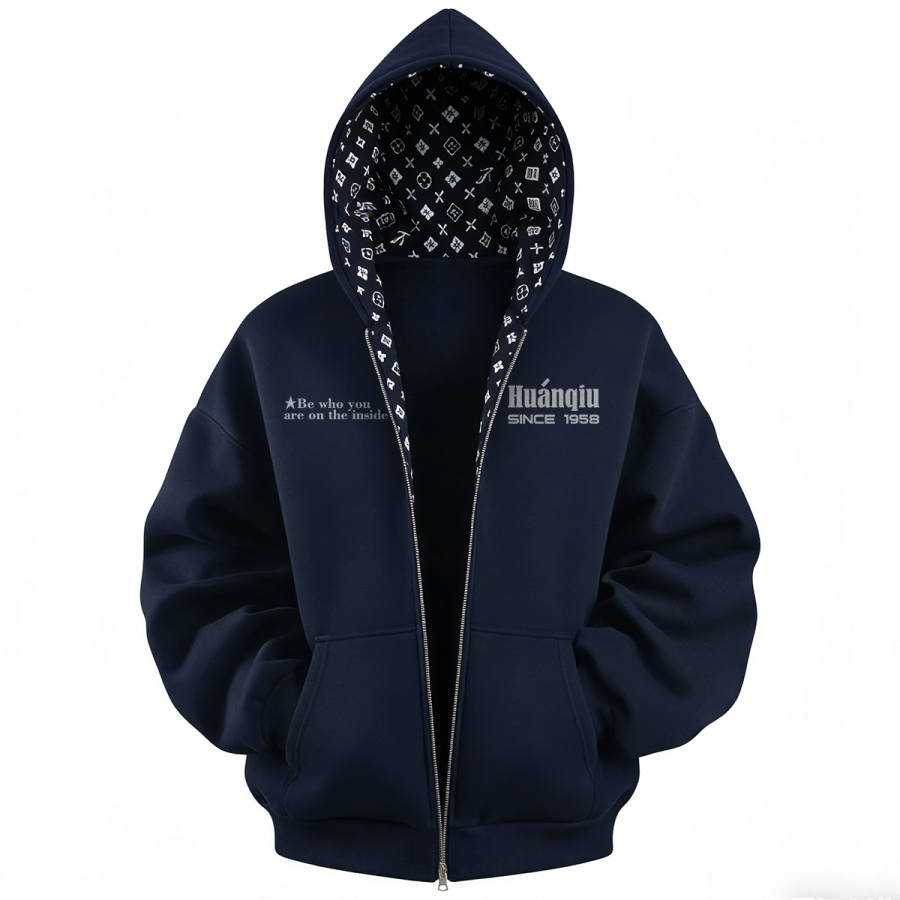 HUANQIU Sweatshirts Unisex Hooded Non Detachable Thickened Cardigan