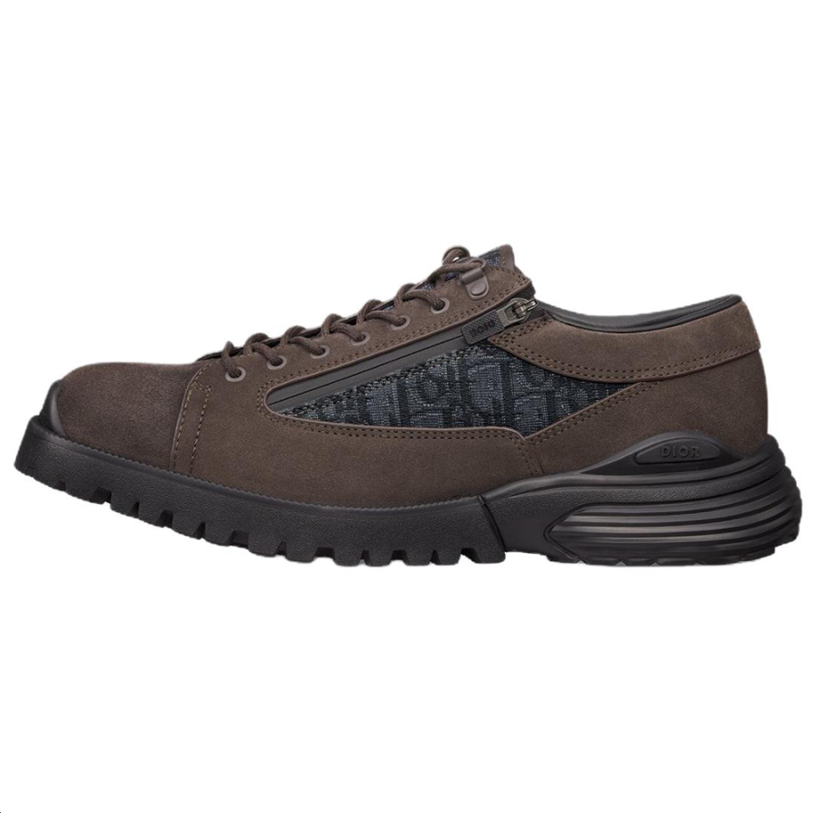 DIOR Combat Cow Split Leather Low top Casual Shoes Men's Dark Brown