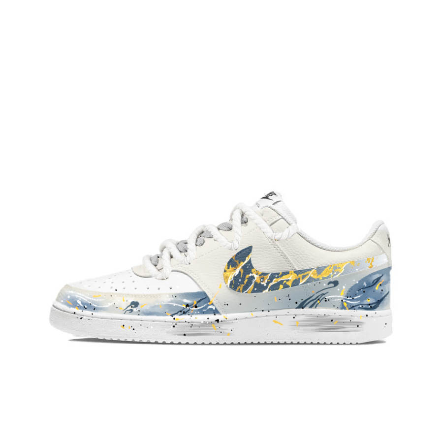 Nike Nike Court Vision Riding The Waves To Seek Gold Leather Lightweight Breathable Low top Skateboard Shoes Men's