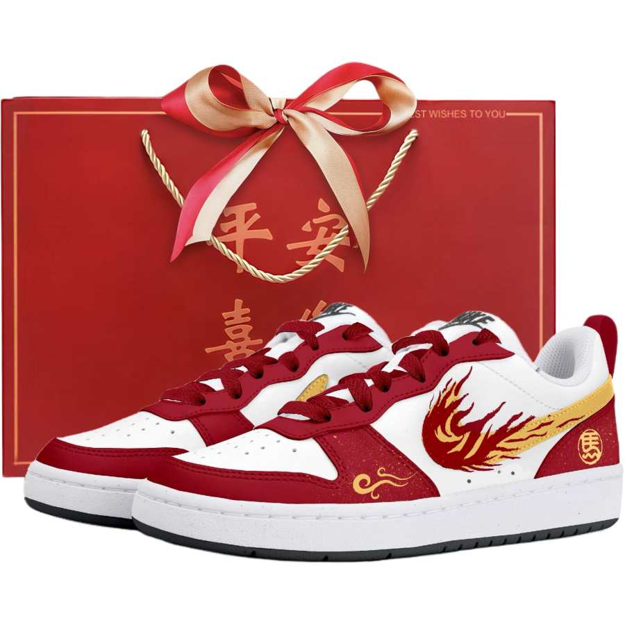 Nike Nike Court Borough Low top Kids' Skateboarding Shoes White Red Teenagers