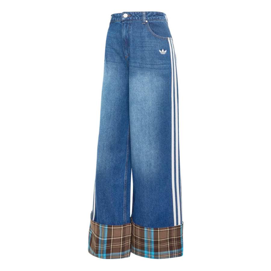 Adidas Originals side stripe check cuffs denim trousers