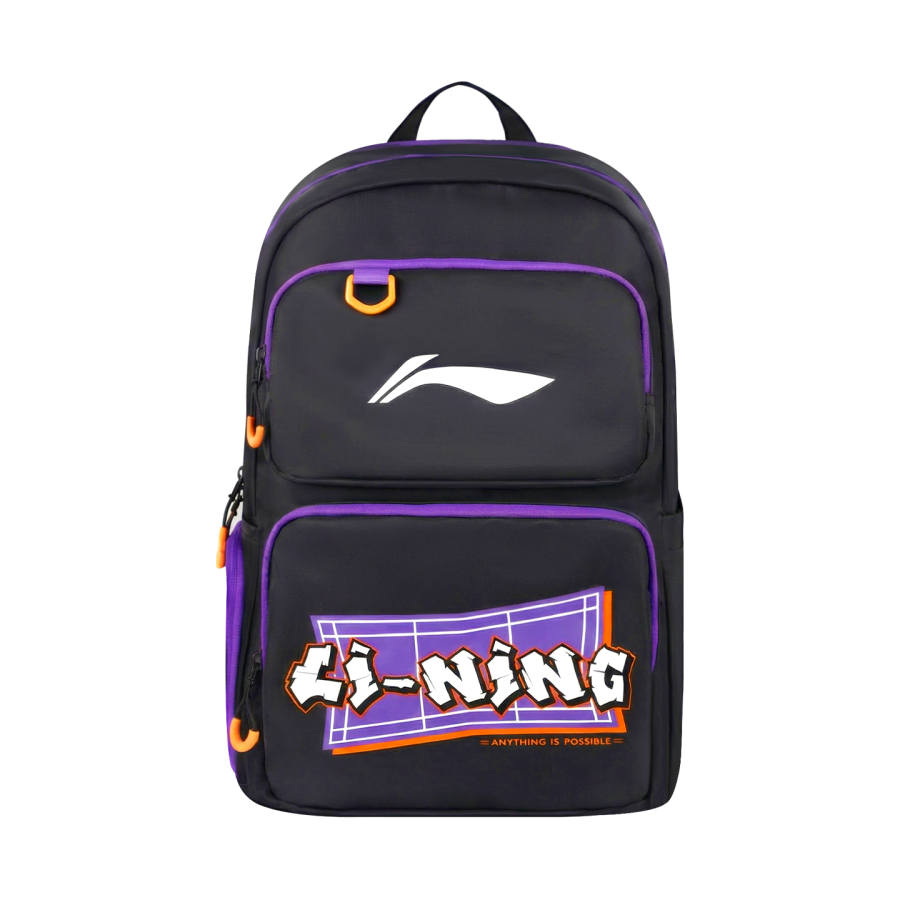 Li-Ning Li Ning Polyester Backpack Unisex Black Purple