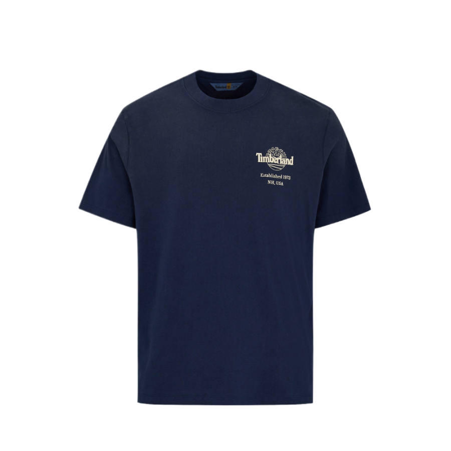 Timberland T Shirts Men's Dark Blue Crew Neck Moderate