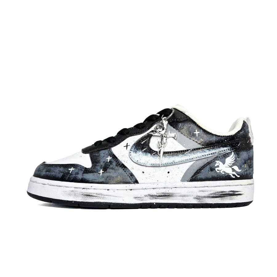 Nike Nike Court Borough Ink Shadow, Graffiti, Hand Drawn, American Synthetic Leather Slip Resistant Slip Resistant Low top