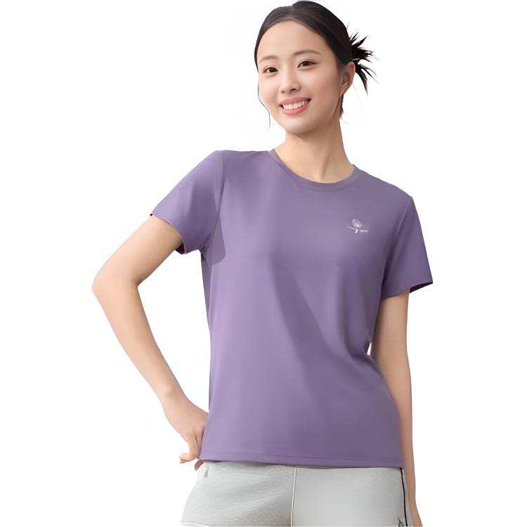 361° T Shirts Women's Wild Grape Purple Crew Neck Thin Straight Fit