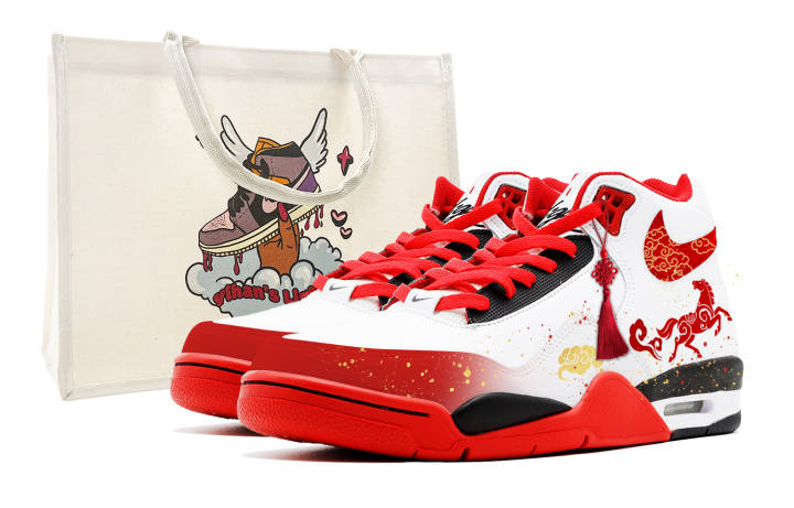 Nike Nike Flight Legacy Slip Resistant Mid top Vintage Basketball Shoes Unisex Red White
