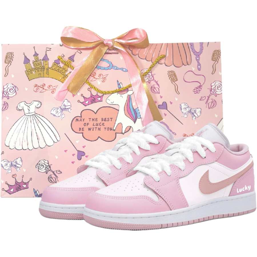 Jordan Jordan Air Jordan 1 Synthetic Leather Mid top Children's Basketball Shoes Pink Unisex