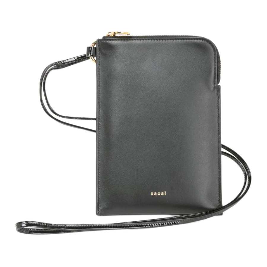 Sacai Leather Cell Phone Pouch Women's Black