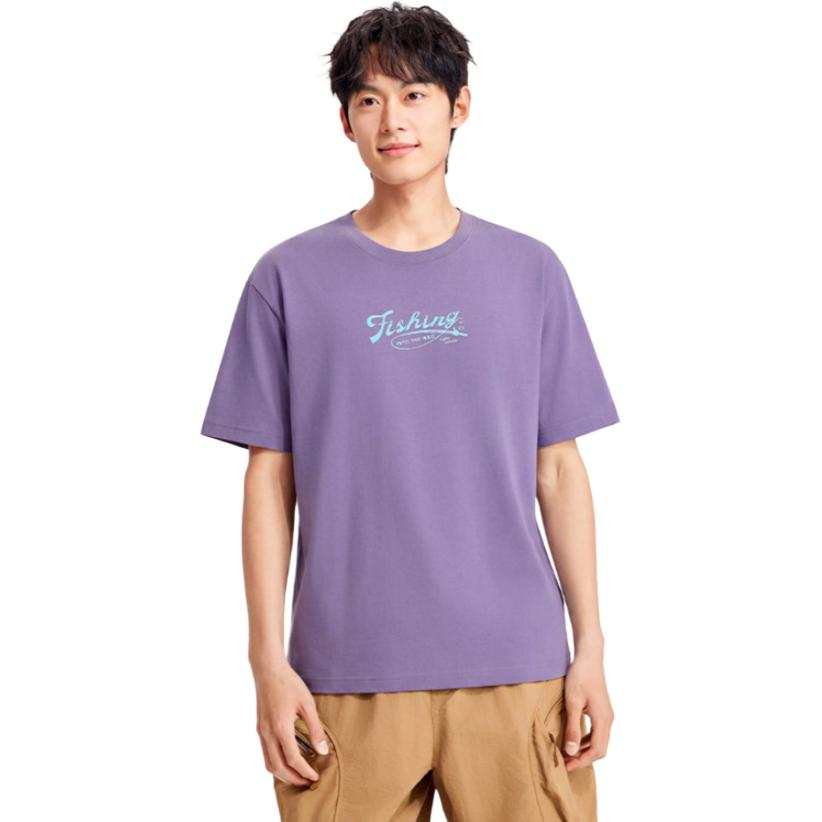 361° T Shirts Unisex Wild Grape Purple Crew Neck Thin Straight Fit