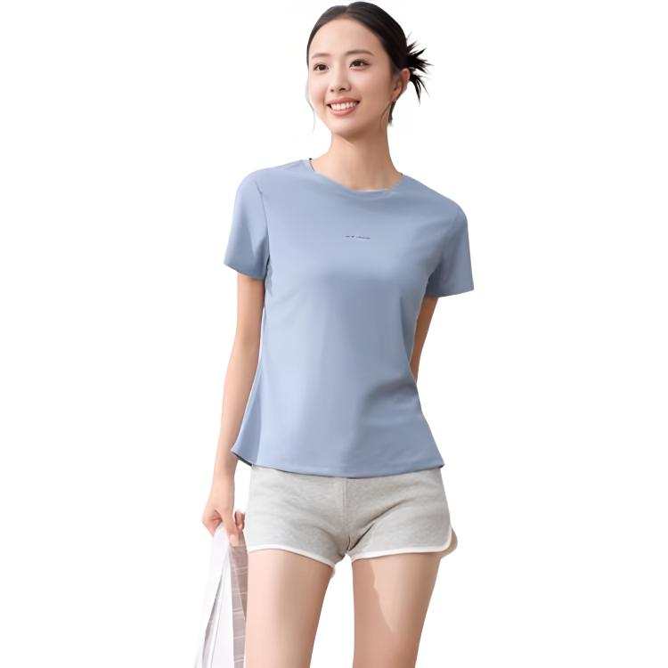 361° T Shirts Women's Casual Blue Crew Neck Thin Straight Fit