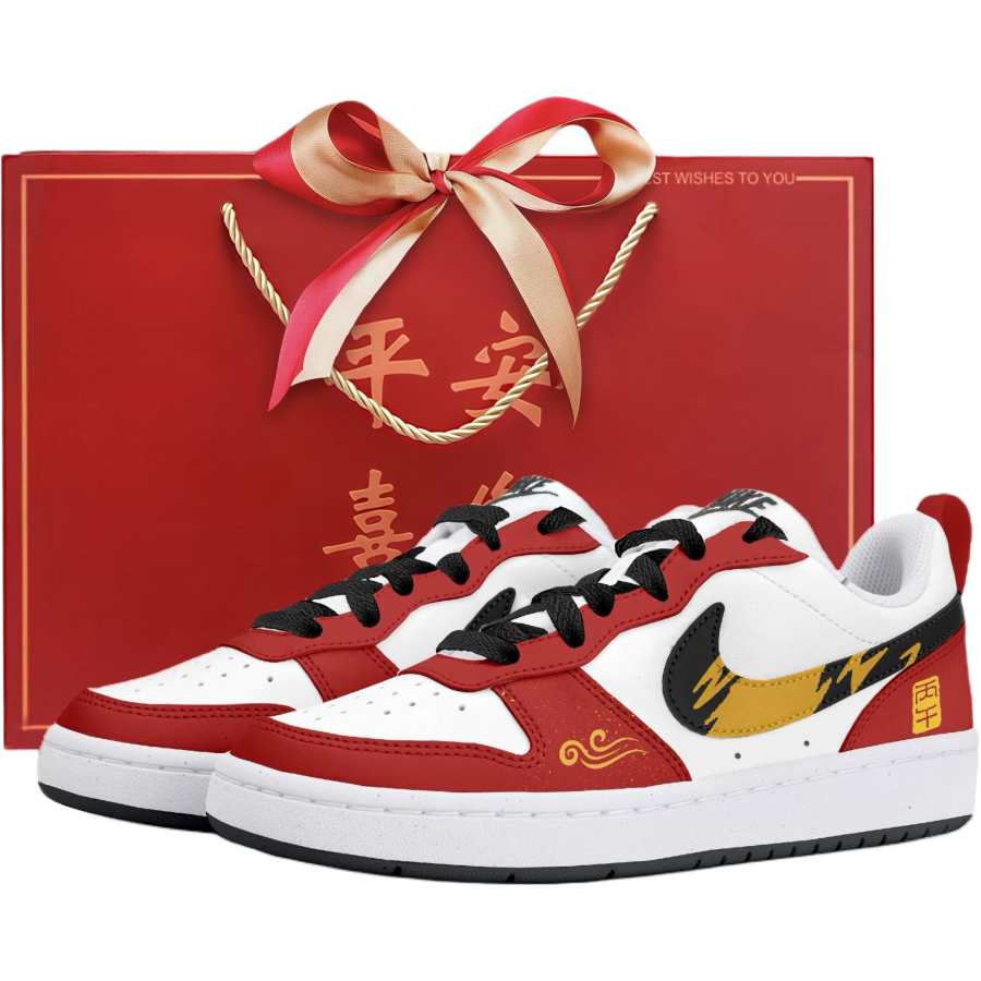 Nike Nike Court Borough Low top Kids' Skateboarding Shoes White Red Teenagers