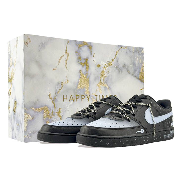 Nike Nike Court Vision Dark Night Iridescent Slip Resistant Abrasion Resistant Low top Skateboard Shoes Men's Black